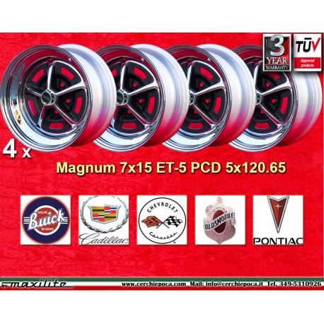 4 jantes Magnum 500 7x15 5x120.65 BUICK CADILLAC OLDSMOBILE PONTIAC CHEVROLET BUICK Century -1982  Gran sport -1982  Reg