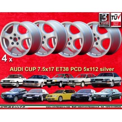 Audi Cup 7.5x17 ET38 5x112 silver T4, Golf, Passat, Beetle, Variant cerchi wheels llantas felgen jantes