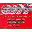 4 Felgen Minilite 6x13 + 7x13 4x98 Alfa Romeo Autobianchi Fiat 124  124 Berlina Coupe Spider 125 127 128 131 X19 850 Uno