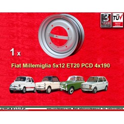 1 Stk Felge Fiat  3.5x12 ET28 4x190 silver Fiat 500