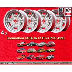 Fiat Cromodora CD80  8x13 ET-3 4x98 silver 124 Spider, Coupe cerchi wheels jantes llantas felgen