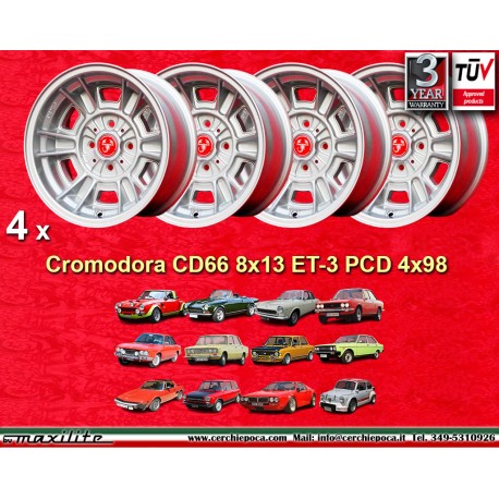 Fiat Cromodora CD80  8x13 ET-3 4x98 silver 124 Spider, Coupe cerchi wheels jantes llantas felgen