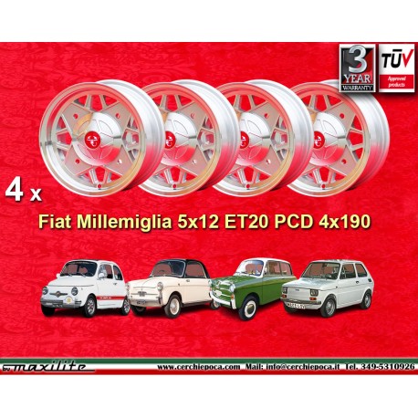 Fiat Millemiglia 5x12 ET20 4x190 silver 500,Bianchina cerchi wheel jantes llantas felgen