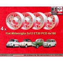 4 wheels Abarth 5x12 4x190 Autobianchi Fiat 500  500 Bianchina Nuova Cinquecento silver