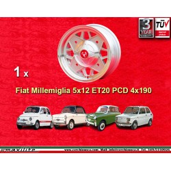 llanta Fiat Millemiglia 5x12 ET20 4x190 silver 500,Bianchina