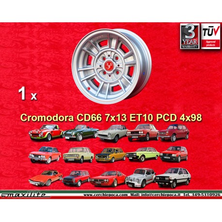 Fiat Cromodora CD66 7x13 ET10 4x98 silver 124 Spider, Coupé, X1 9