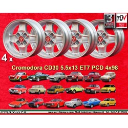Fiat Cromodora CD30 5.5x13 ET7 4x98 silver 124 Berlina, Coupe, Spider, 125, 127, 128, 131, X1 9 cerchi wheels jantes llantas fel