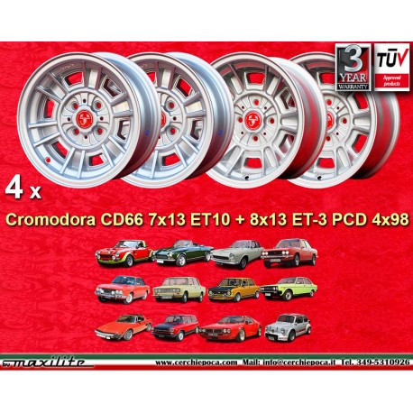 Fiat Cromodora CD66 7x13 ET10 8x13 ET-3 4x98 silver 124 Spider, Coupe, X1 9 cerchi wheels llantas jantes felgen