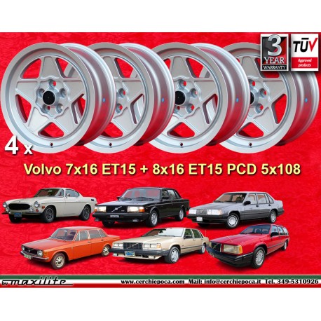 4 uds. llantas Volvo Minilite 7x16 ET15 5x108 silver Volvo 140/160/240/260, P1800 1971-, P 740/760/940/960