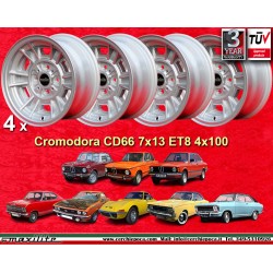 4 pcs. wheels BMW Minilite 7x13 ET10 4x100 silver/diamond cut 1502 1602 1802 2002 tii 3 E21,Kadett B-C Manta Ascona A-B 