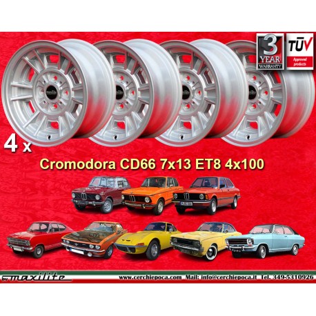 4 pcs. wheels BMW Minilite 7x13 ET10 4x100 silver/diamond cut 1502 1602 1802 2002 tii 3 E21,Kadett B-C Manta Ascona A-B 