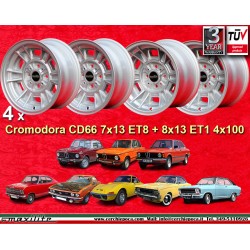 4 jantes Minilite 7x13 + 8x13 4x100 BMW Opel Volkswagen  1502 1602 1802 2002 tii 3 E21 Kadett B-C Manta Ascona A-B GT Ol