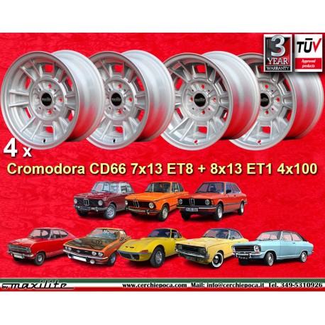 4 cerchi Minilite 7x13 + 8x13 4x100 BMW Opel Volkswagen  1502 1602 1802 2002 tii 3 E21 Kadett B-C Manta Ascona A-B GT Ol