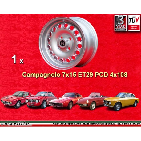 Alfa Romeo Campagnolo 7x15 ET29 4x108 silver 105 Coupe, Spider, GTA, GTC, Montreal cerchio wheel jante llanta felge