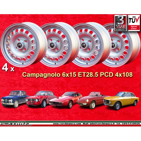 llanta Alfa Romeo Campagnolo 6x15 ET28.5 4x108 silver Giulia, 105 Berlina, Coupé, Spider, GT GTA GTC