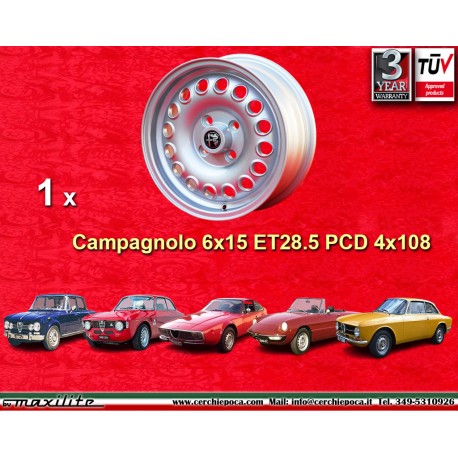 Alfa Romeo Campagnolo 6x15 ET28.5 4x108 silver Giulia, 105 Berlina, Coupe, Spider, GT GTA GTC cerchio wheel jante llanta felge