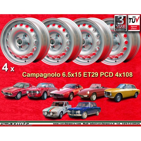 Alfa Romeo Campagnolo 6.5x15 ET29 4x108 silver Giulia, 105 Berlina, Coupe, Spider, GTA GTC cerchi wheels jantes llantas felgen 