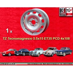 Alfa Romeo TZ 5.5x15 ET35 4x108 silver Giulia TI Super 105 -1971, Giulietta 101, 750 wheel jante llanta cerchio felge