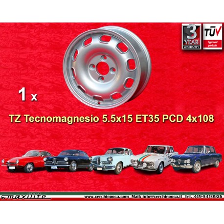 Alfa Romeo TZ 5.5x15 ET35 4x108 silver Giulia TI Super 105 -1971, Giulietta 101, 750 wheel jante llanta cerchio felge
