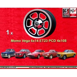 llanta Alfa Romeo Momo Vega 6x14 ET23 4x108 matt black/diamond cut 105 Berlina, Giulia, Coupé, Spider, GTC