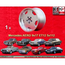 Mercedes Aero 9x17 ET0 5x112 silver/diamond cut 107 108 109 116 123 126 only back axle cerchio wheel jante llanta felge