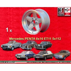 Mercedes Penta 8x16 ET11 5x112 silver/diamond cut 107 108 109 116 123 126 cerchio wheel jante llanta felge 