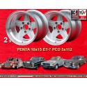 2 jantes Penta 10x15 5x112 Mercedes 109  109 Red Pig 300 SEL 107 108  silver/diamond cut