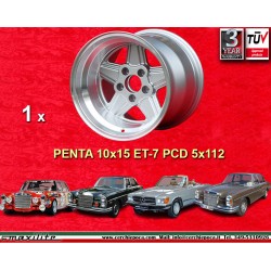 1 Felge Penta 10x15 5x112 Mercedes 109  109 Red Pig 300 SEL 107 108  silver/diamond cut
