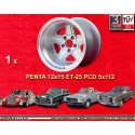 1 Felge Penta 12x15 5x112 Mercedes 109  109 Red Pig 300 SEL 107 108  silver/diamond cut