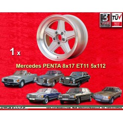 Mercedes Penta 8x17 ET11 5x112 silver/diamond cut 107 108 109 116 123 126 cerchio wheel jante felge llanta
