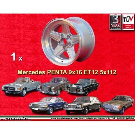 Mercedes Penta 9x16 ET12 5x112 silver/diamond cut 107 108 109 116 123 126 only back axle cerchio wheel llanta felge jante