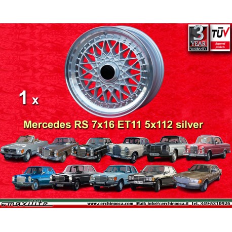 1 ud. llanta Mercedes Super RS 7x16 ET11 5x112 silver/diamond cut R107 W123 W126 W116