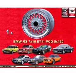 1 pz. cerchio BMW Super RS 7x16 ET11 5x120 silver/diamond cut serie 5 E12 E28 E34 serie 6 E24 serie 7 E23 E32 E3 E9
