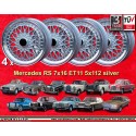 4 wheels Super RS 7x16 5x112 Mercedes R107  R107 123 126 116 silver/diamond cut