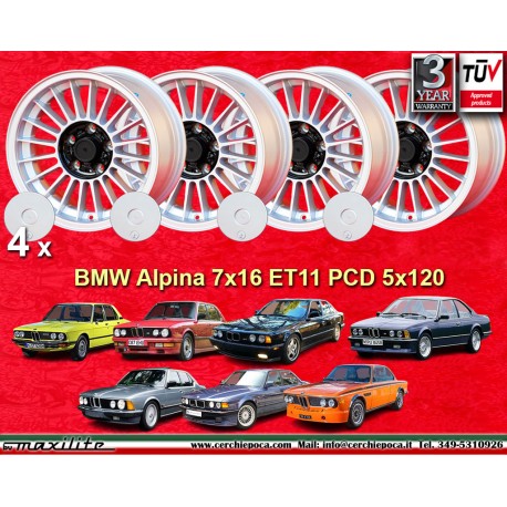 BMW Alpina 7x16 ET11 5x120 silver/black 5 E12, E28, E34, 6 E24, 7 E23, E32, E3, E9 cerchi wheels jantes llantas felgen
