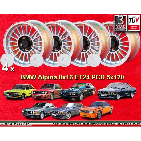 BMW Alpina 8x16 ET24 5x120 silver/black 5 E12, E28, E34, 6 E24, 7 E23, E32, E3, E9 wheels jantes llantas felgen cerchi