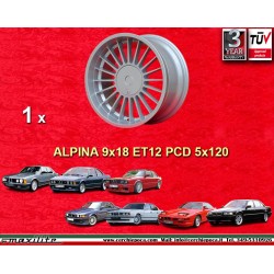 BMW Alpina 9x18 ET7 5x120 silver 5 E34, 6 E24, 7 E23, E32, 8 E31 cerchio wheel jante felge llanta