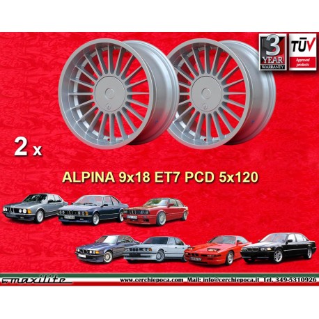 2 pcs. BMW Alpina 9x18 ET7 5x120 silver 5 E34, 6 E24, 7 E23, E32, 8 E31 cerchi wheels jantes felgen llantas