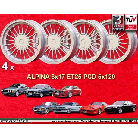 BMW Alpina 8x17 ET25 5x120 silver/black center 5 E12, E28, E34, 6 E24, 7 E23, E32  cerchi wheels jantes felgen llantas