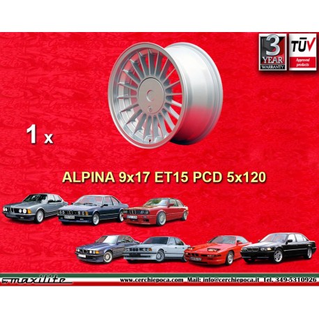 BMW Alpina 9x17 ET15 5x120 silver/black 5 E12, E28, E34, 6 E24, 7 E23, E32, E3, E9 cerchio wheel jante felge llanta