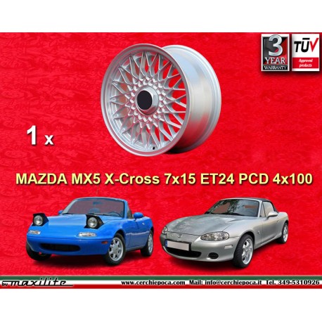 Mazda BBS 7x15 ET24 4x100 silver 3 E21, E30 cerchio wheel jante felge llanta