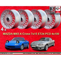 Mazda BBS 7x15 ET24 4x100 silver 3 E21, E30 cerchi wheels jantes felgen llantas