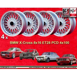 4 uds. llantas BMW BBS 8x16 ET28 4x100 silver 3 E21, E30
