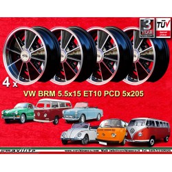 Volkswagen BRM 5.5x15 ET10 5x205 black/diamond cut Beetle -67, T1, T2a cerchi wheels jantes llantas felgen 