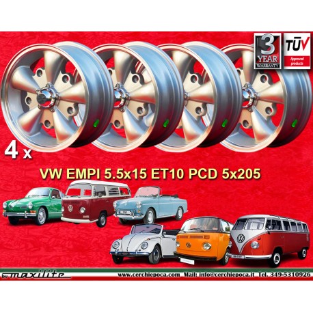 Volkswagen EMPI 5.5x15 ET10 5x205 silver/diamond cut Beetle -67, T1, T2a cerchio wheel jante llanta felge