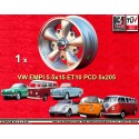1 jante EMPI 5.5x15 5x205 Volkswagen Beetle  Beetle Kafer Maggiolino T1 T2a Typ3 Karmann Ghia silver/diamond cut