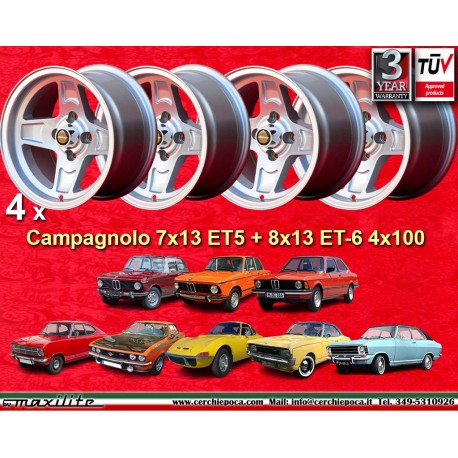 BMW,Opel Campagnolo 7x13 ET5 + 8x13 ET-6 4x100 silver BMW 1502-2002 tii  E21, Opel Kadett B/C Manta Ascona A/B GT Rekord