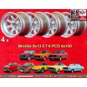 4 jantes Minilite 8x13 4x100 Opel Volkswagen BMW 1502  1502 1602 1802 2002 tii 3 E21 Kadett B-C Manta Ascona A-B GT Olym