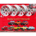 4 Felgen Minilite 7x13 4x100 Opel Volkswagen BMW 1502  1502 1602 1802 2002 tii 3 E21 Kadett B-C Manta Ascona A-B GT Olym