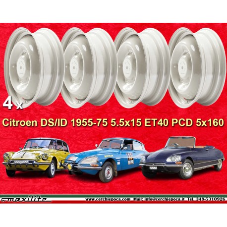 4  pcs Citroen 5.5x15 DS/ID 1955-75 white rim